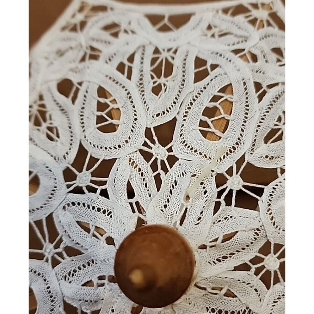 Parasol/Umbrella DOLL 9" Battenburg Lace TYPE Wood~8 SECTIONS GORGEOUS LACE - Picture 3 of 11